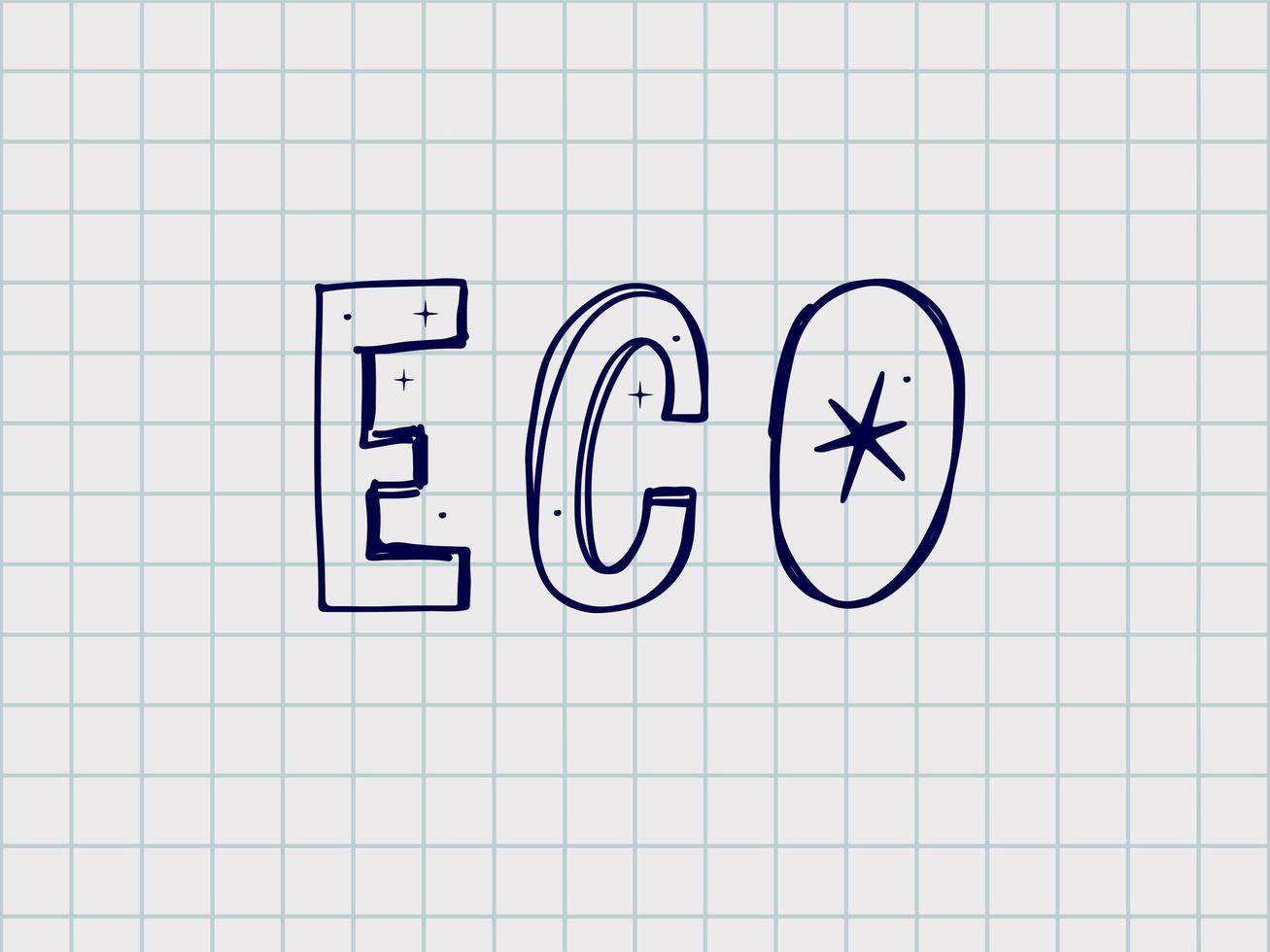 Vektor-Illustration des Wortes Öko mit den Blättern. vektor
