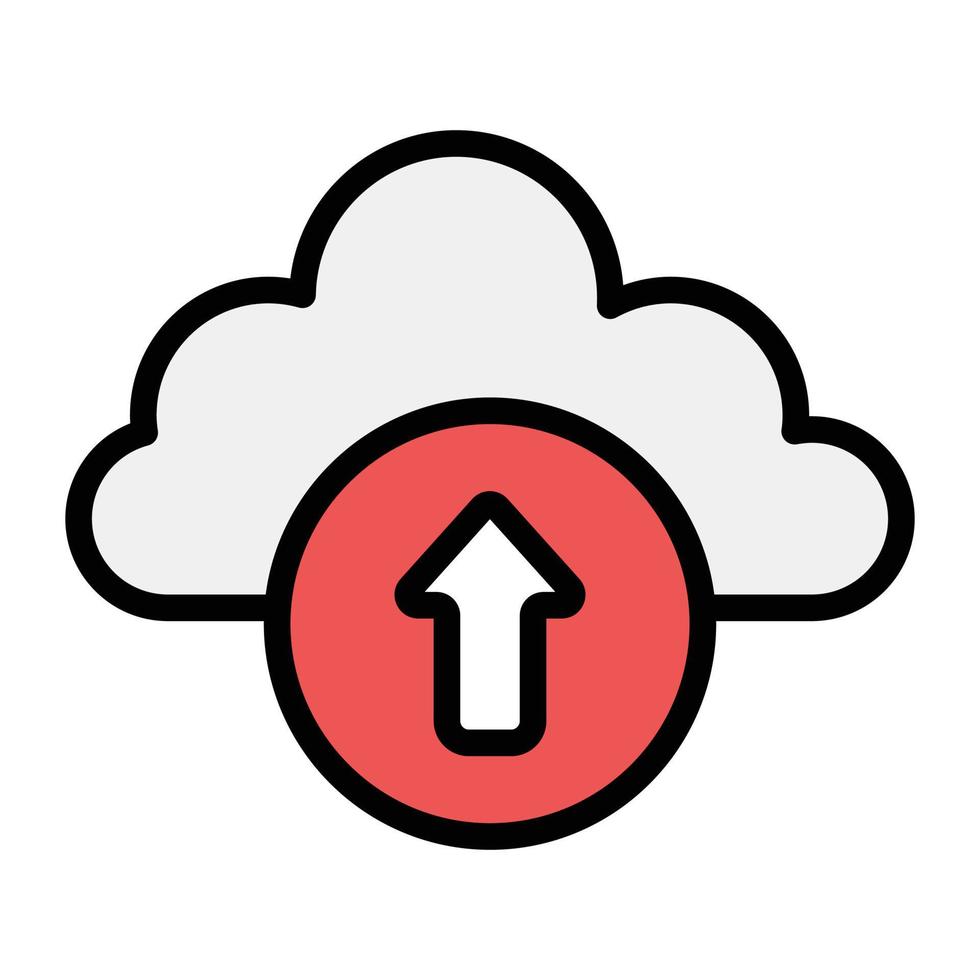 Wolke mit nach oben gerichtetem Pfeil, flaches Design des Cloud-Upload-Symbols vektor