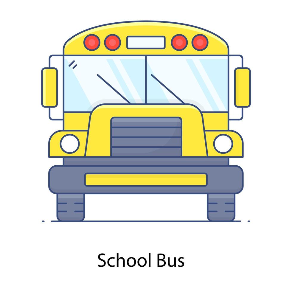 öffentliches Fahrzeug, Schulbusvektor im bearbeitbaren flachen Umrissvektorstil vektor