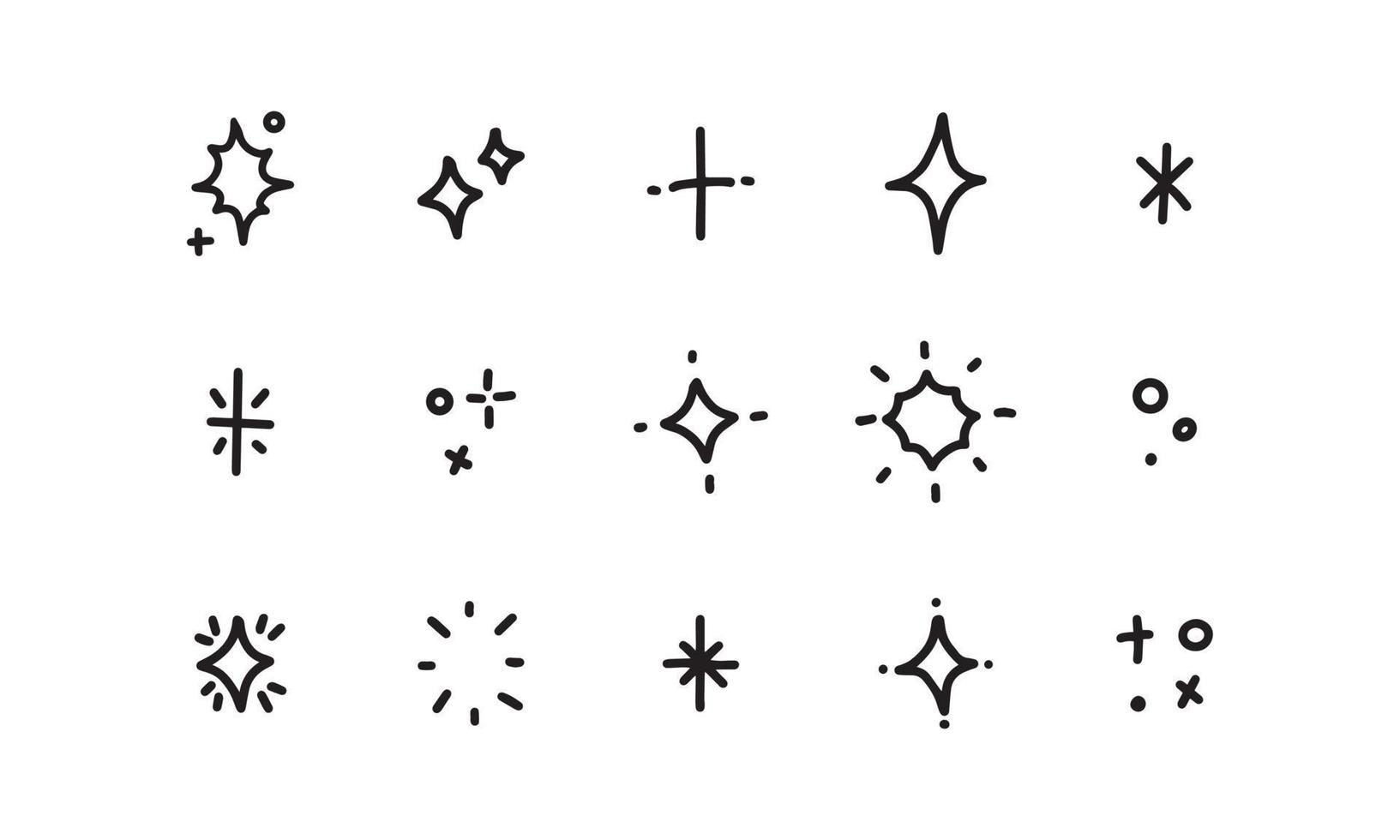verschiedene handgezeichnete Sterne in niedlichen Liniendesign-Illustrationen vektor