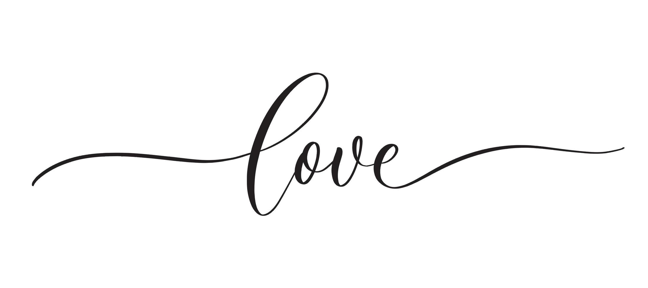 Liebe - Typografie-Schriftzug-Zitat, Pinselkalligraphie-Banner mit dünner Linie. vektor
