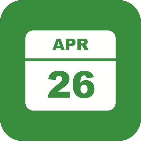 Datum des 26. Aprils an einem Tageskalender vektor
