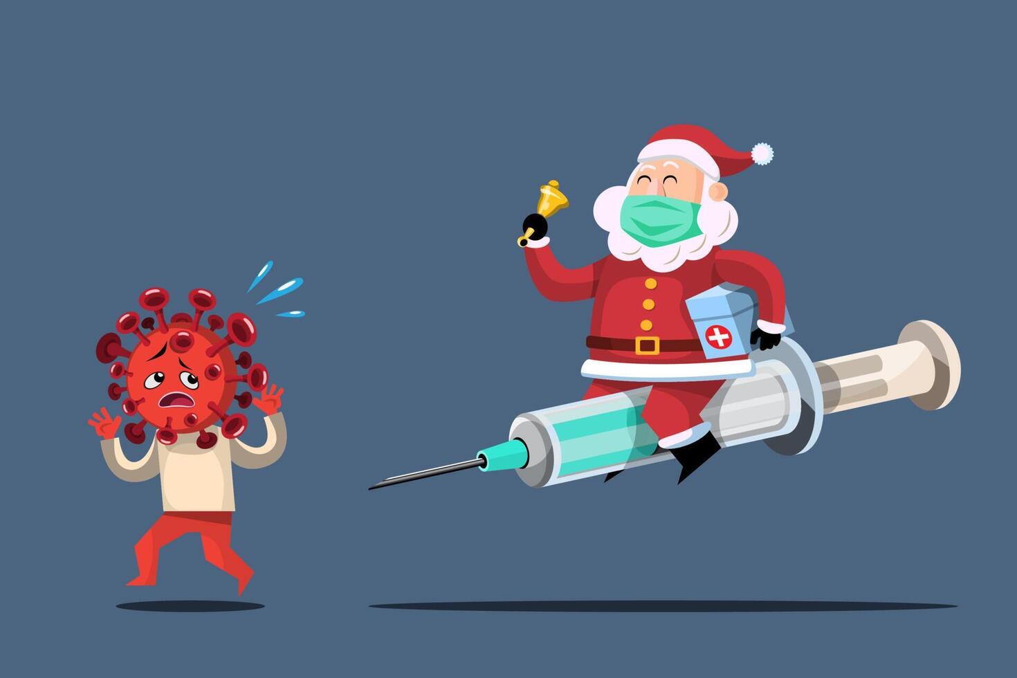 årets julklapp ber världens befolkning om jultomtens coronavirus-vaccin. vektor