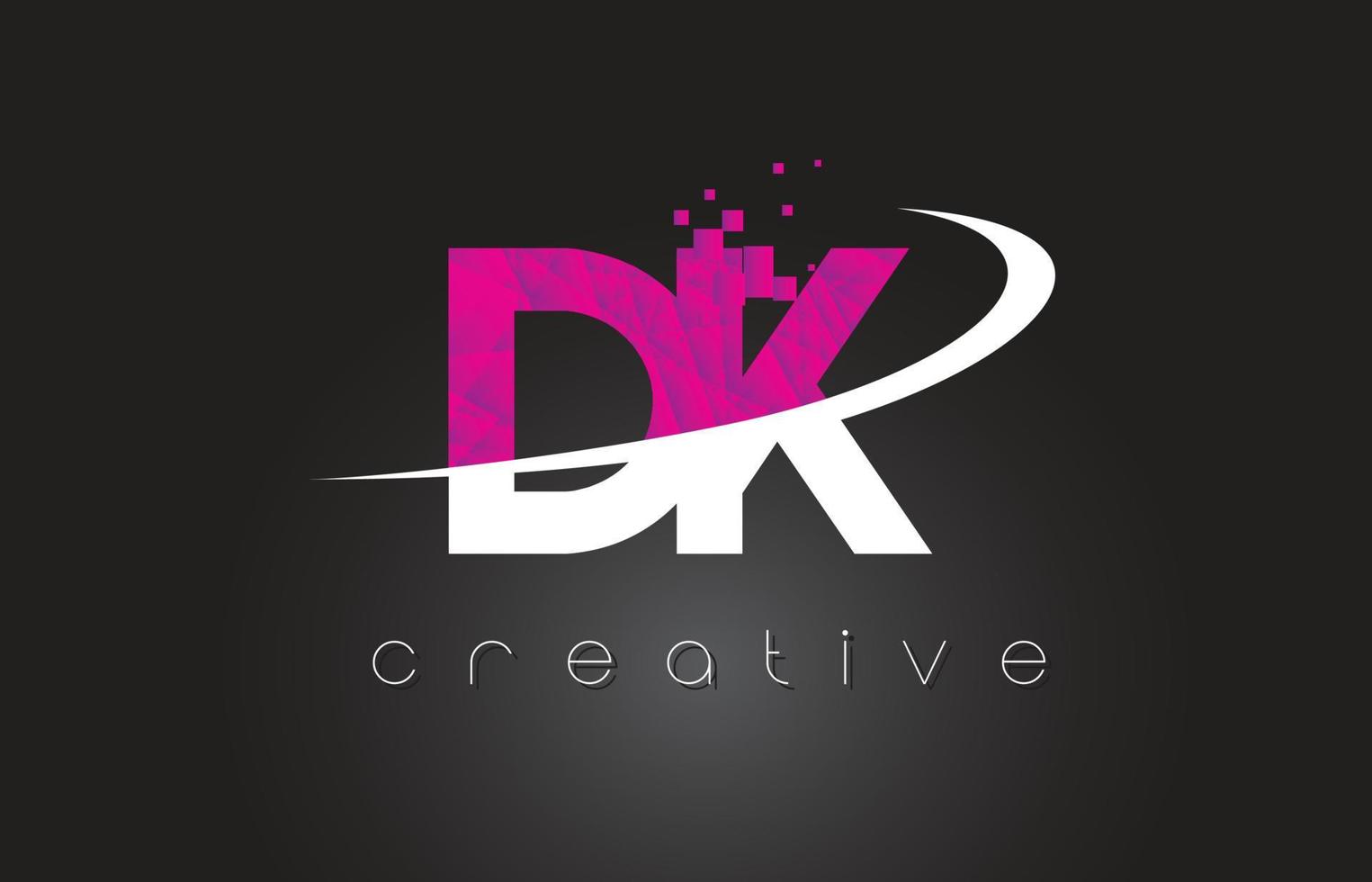 dk dk kreativ bokstäver design med vita rosa färger vektor