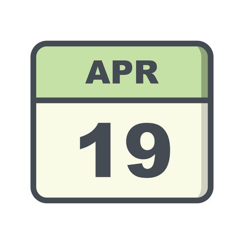 19. April Datum an einem Tagkalender vektor