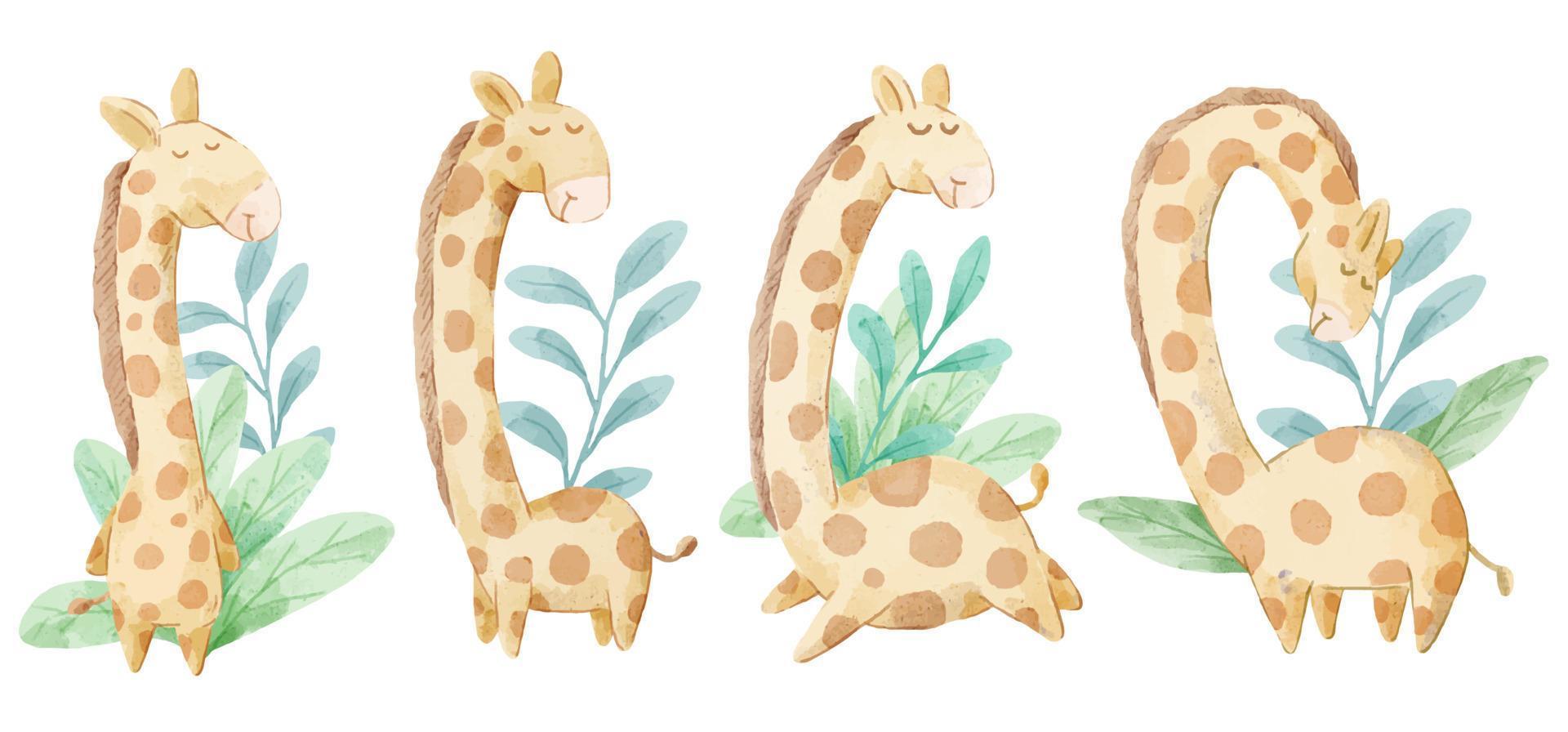 Vektor-Illustration Aquarell-Set von entzückenden Giraffen für Ihr Design. vektor