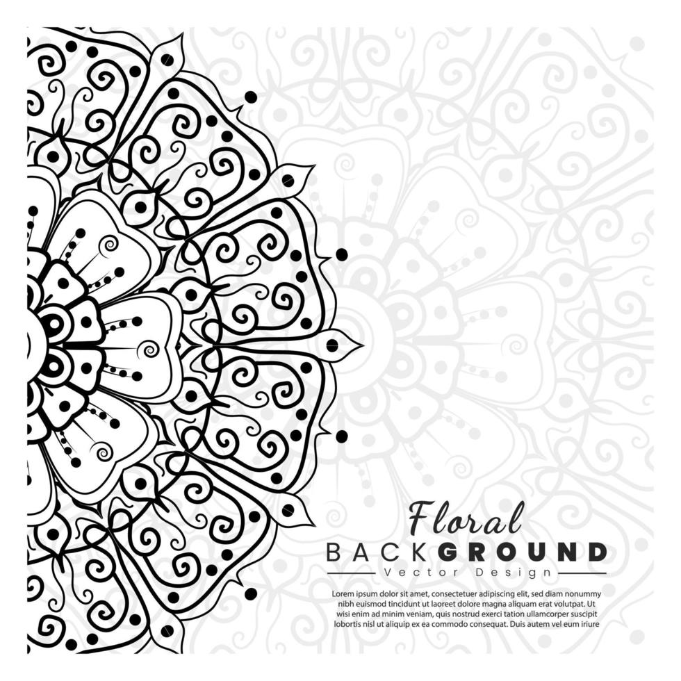 floraler Hintergrund mit Mehndi-Blumen zum Ausmalen von Buchseiten-Doodle-Ornamenten vektor
