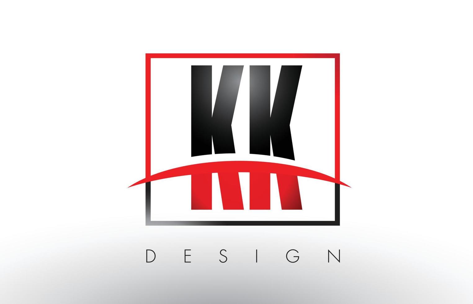 kk kk logobokstäver med röda och svarta färger och swoosh. vektor