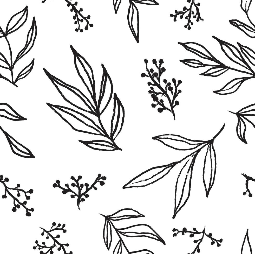botanisches nahtloses Muster mit Blättern und Zweigen. vektor