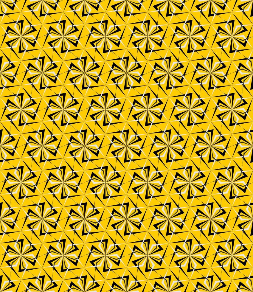 gelber Hintergrund mit schwarzem und weißem Vektor-geometrischem Blumenmuster vektor