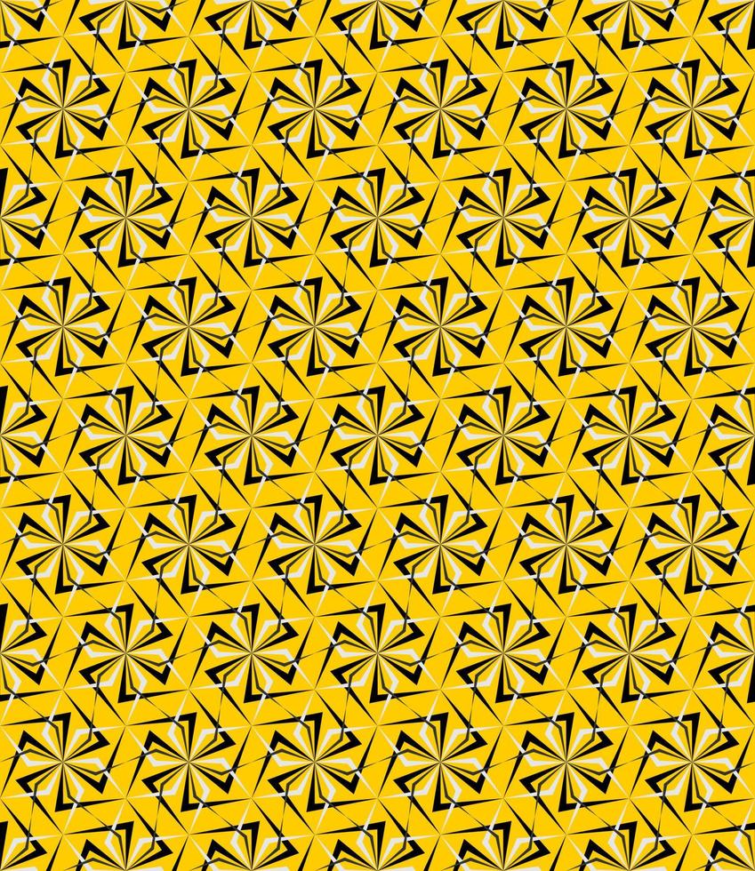 gul bakgrund med svart och vit vektor geometriska blommönster