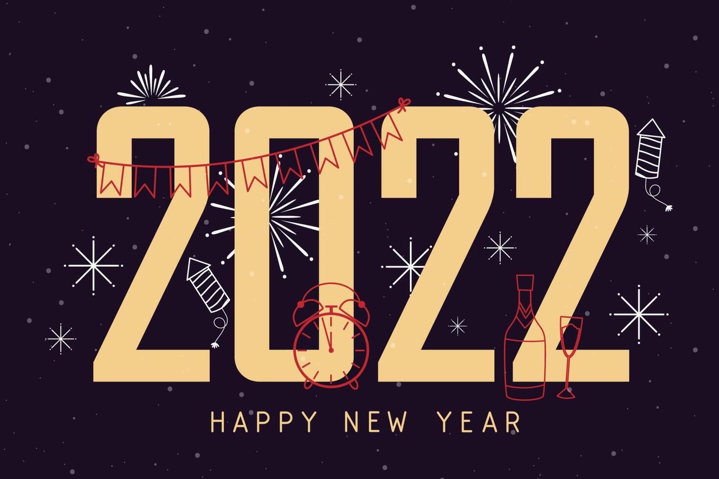 Gruß neues Jahr 2022 Kartenkarikatur mit Schriftzug-Vektor-Illustration vektor