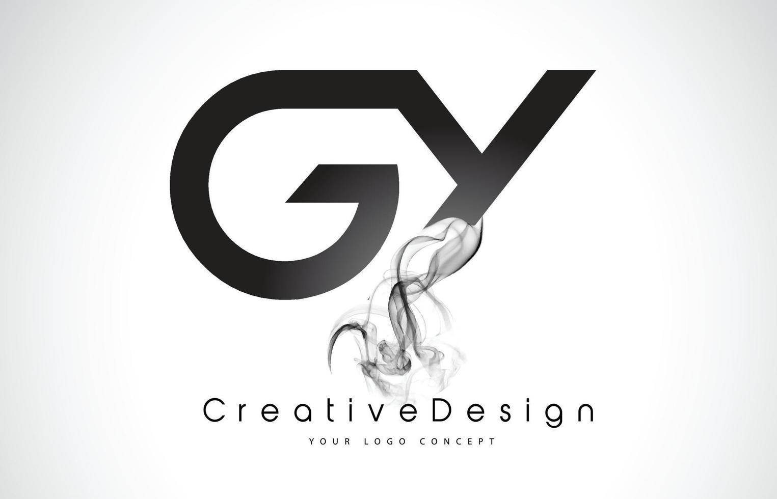 Gy-Brief-Logo-Design mit schwarzem Rauch. vektor