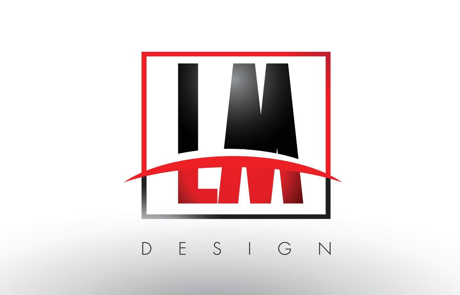lm lm Logobuchstaben mit roten und schwarzen Farben und Swoosh. vektor