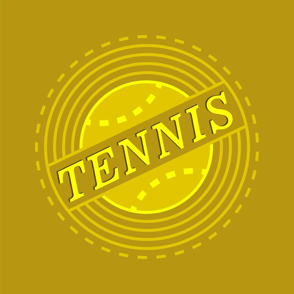 omslag med tennisemblem. logotyp för sport tennisspel. gulgrön tennisboll med svart kontur. vektor