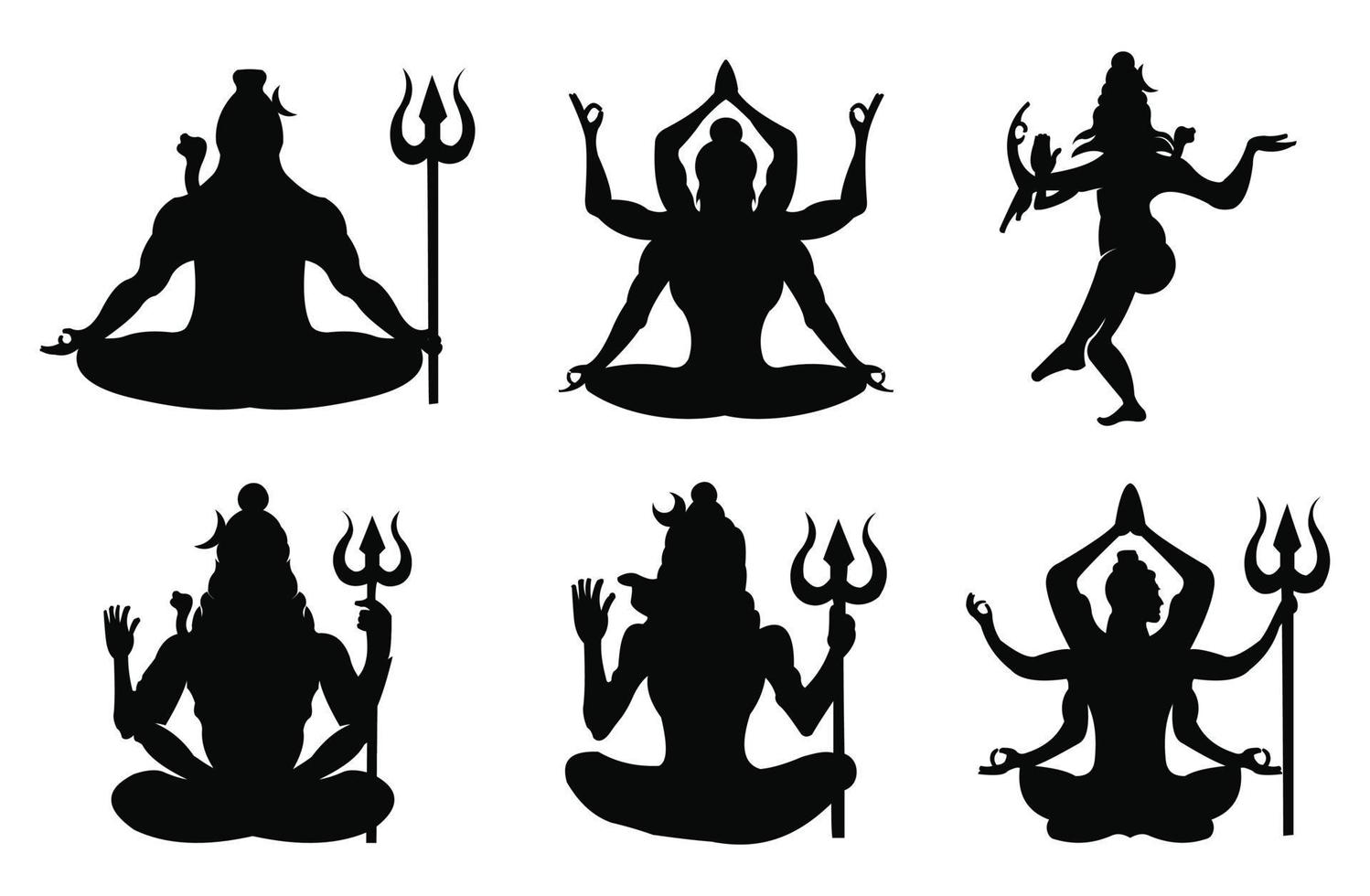 Silhouette Gott Shiva Hinduismus in Indien zusammen mit Brahma und Vishnu Triade im göttlichen und höchsten Gott im Saivismus vektor