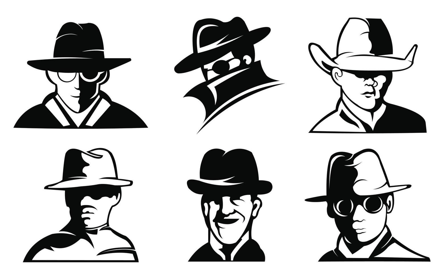 das Gesicht eines Mannes mit Cowboyhut, Mann mit Hutvektorillustration vektor