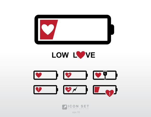 niedrige Liebe-Icon-Set vektor