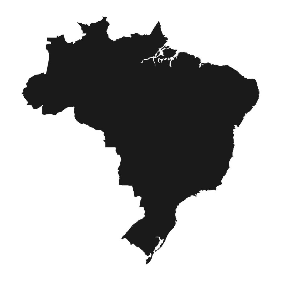Brasilien svart karta på vit bakgrund vektor