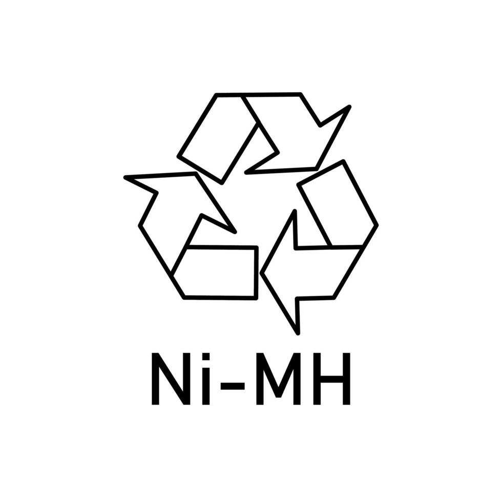 Batterierecycling, Nickel-Metallhydrid-Batterie, Vektorillustration, Zeichen. vektor