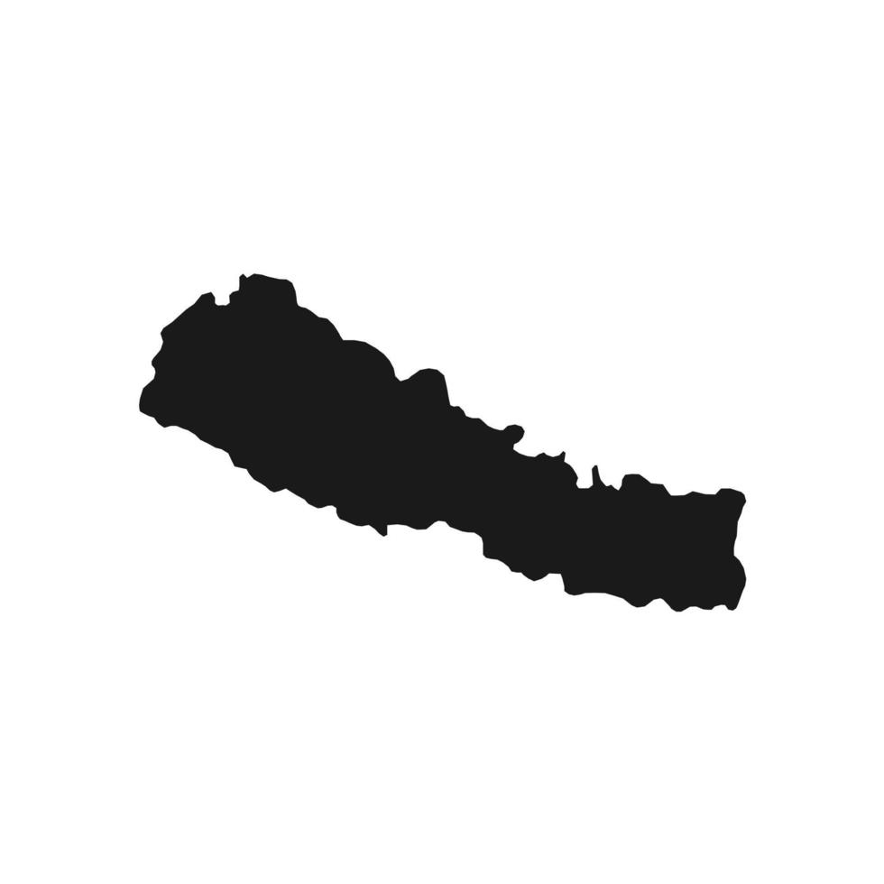vektor illustration av den svarta kartan över nepal på vit bakgrund