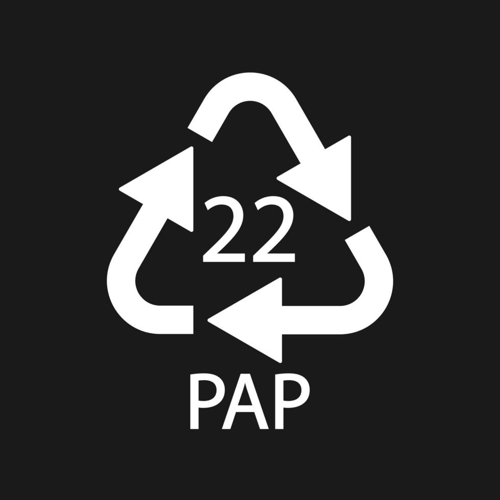 papper återvinning symbol pap 22. vektor illustration.