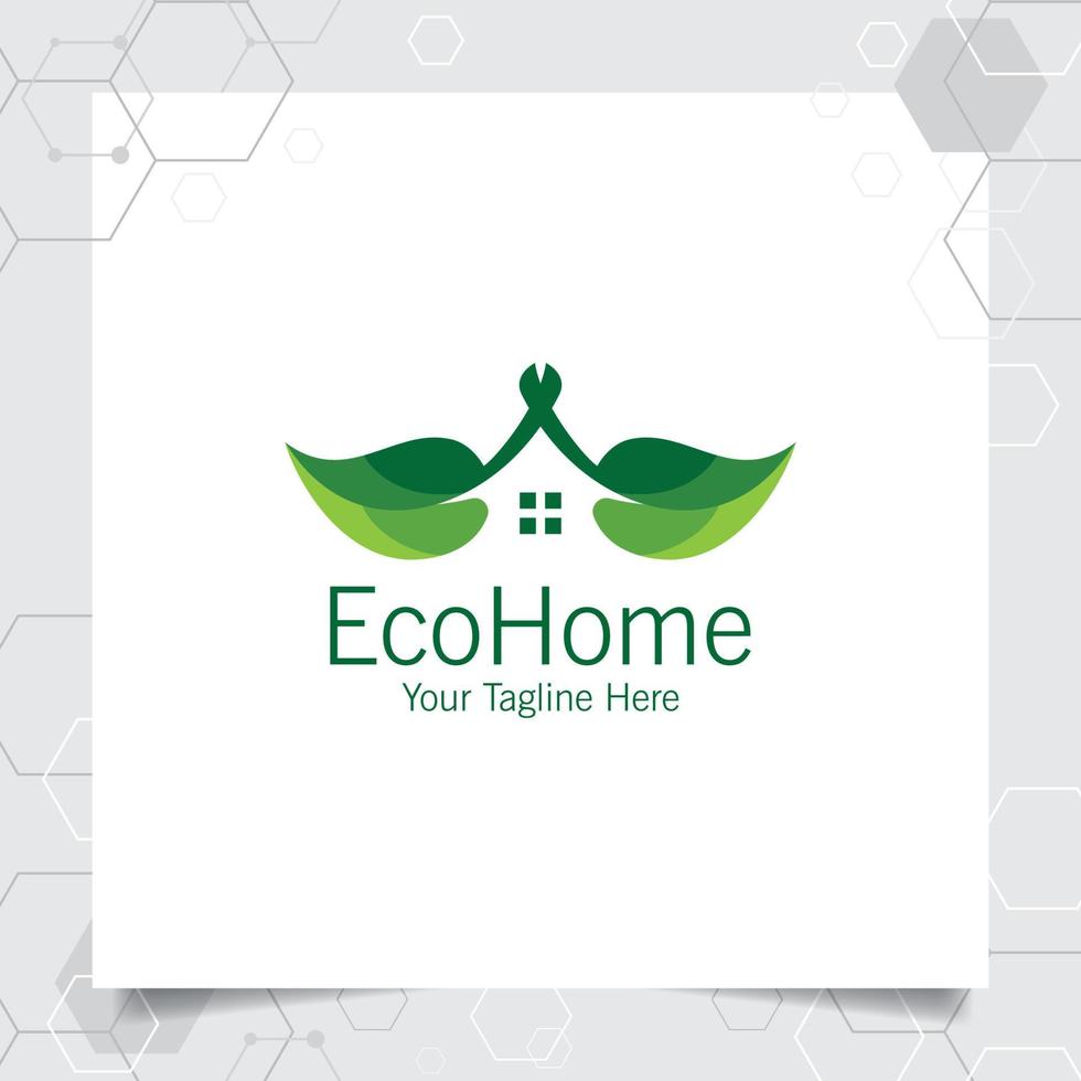 grönt hus logotyp design vektor med begreppet hem och löv ikon illustration för fastigheter, egendom, bostad och inteckning.