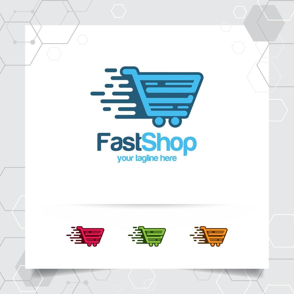shoppingväska logotyp designkoncept av onlinebutik ikon och kundvagn vektor som används för handlare, e-handel och stormarknad.
