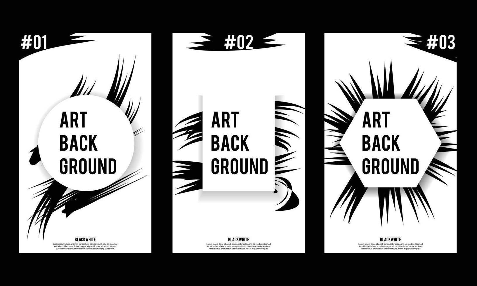 vit svart abstrakt konstbakgrund. uppsättning av 3 enkel bakgrund vektor platt stil. lämplig för banderoll, omslag eller affisch