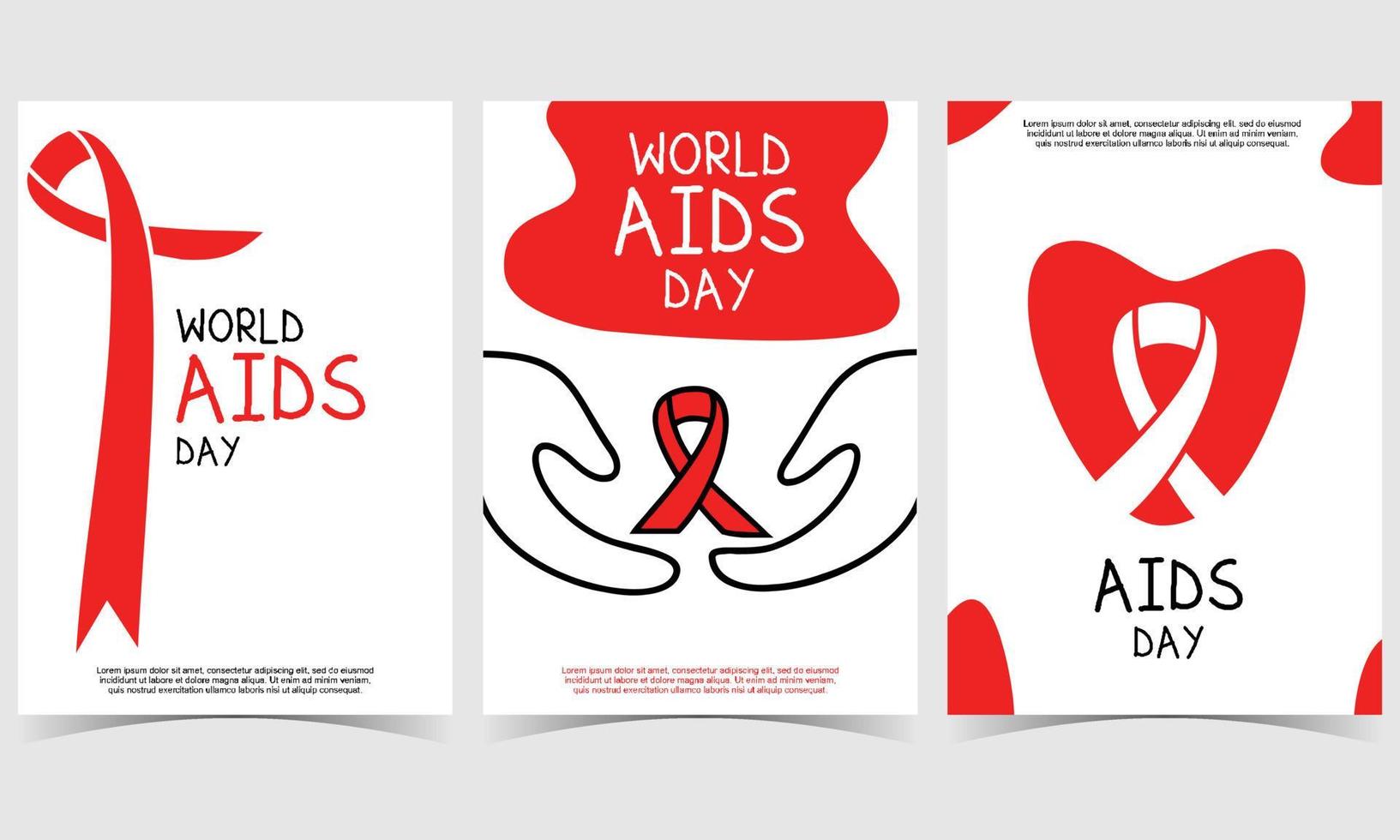 Världsaidsdagen. uppsättning av 3 enkel bakgrund vektor illustration platt stil. lämplig för affisch, omslag, broschyr, banderoll eller flygblad