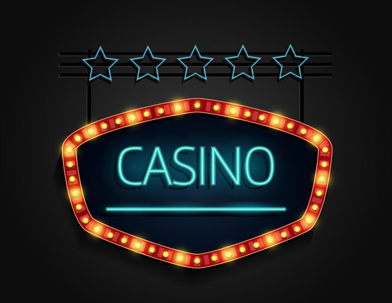 Casino-Schild im Retro-Stil mit hellem Rahmen vektor