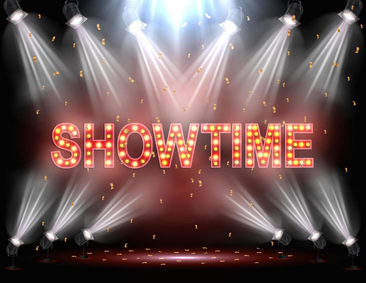 showtime bakgrund upplyst av spotlights vektor