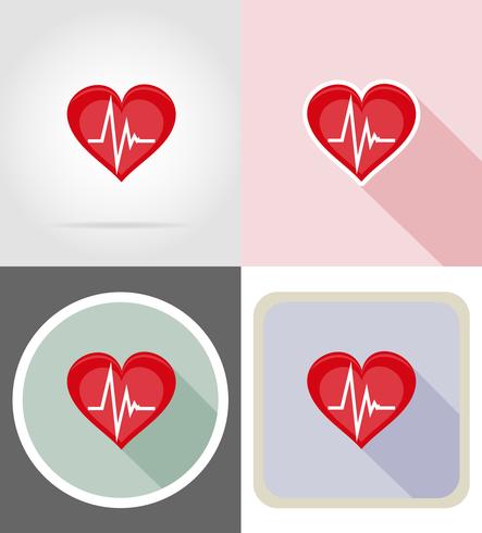 hälsosam hjärtsymbol platt ikoner vektor illustration