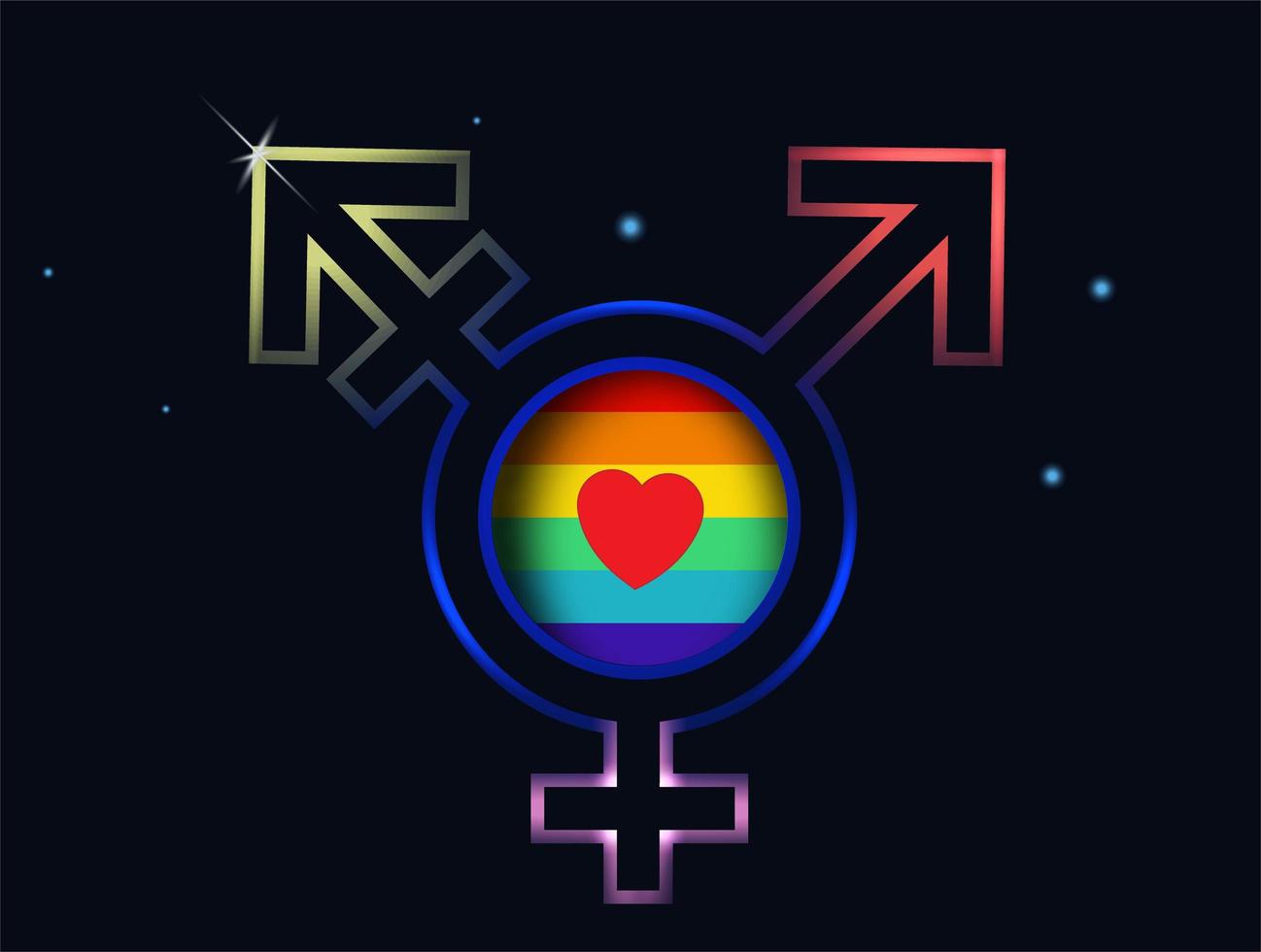 LGBT-Einheitssymbol. Transgender- oder Geschlechtssymbol flaches Vektorsymbol auf schwarzem Hintergrund. Vektorillustration für Apps und Websites. vektor