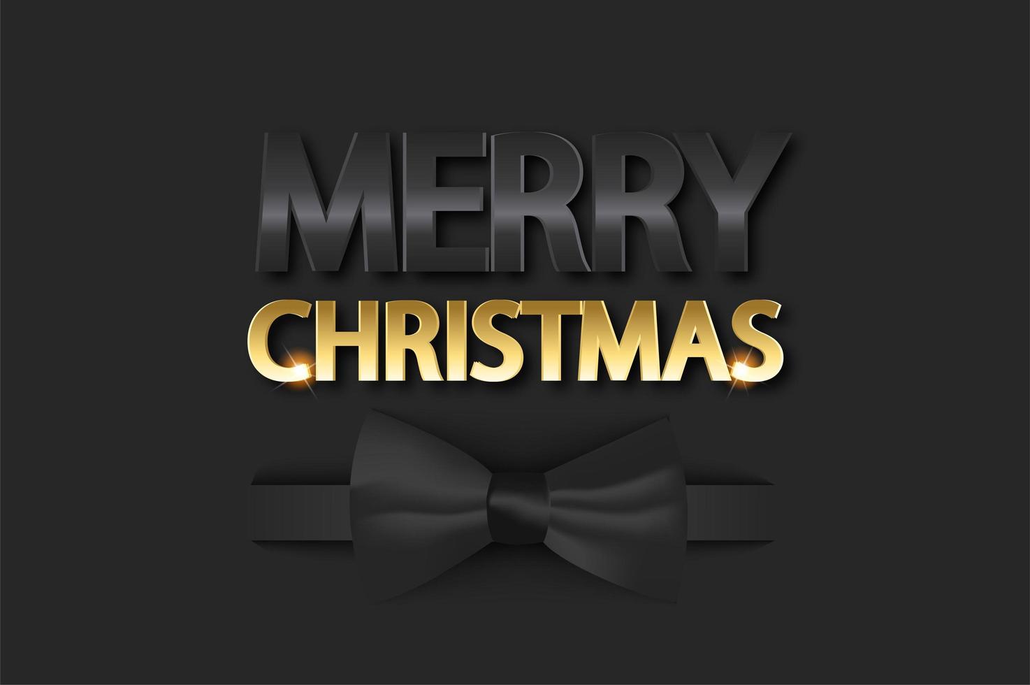 jul bakgrund med fluga. merry christmas card illustration på svart bakgrund med realistisk rosett. vektor