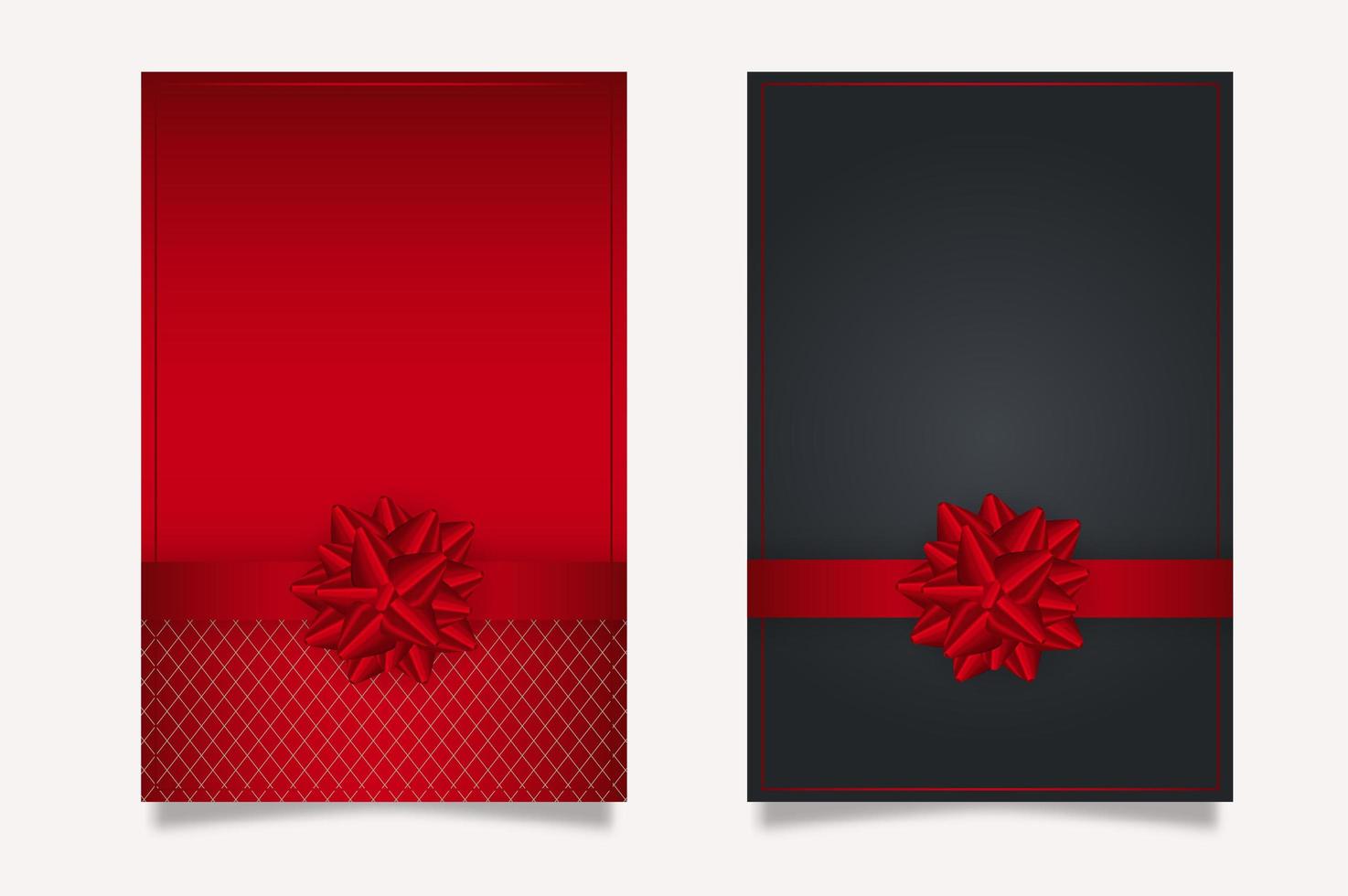 presentkort bakgrund med rött band rosett på svart färg textur mall med tomt kopia utrymme. vektor