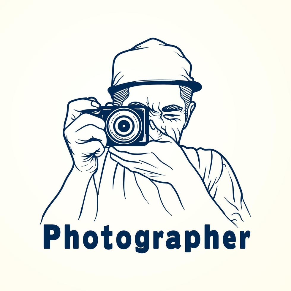 handgezeichneter Fotograf, Maskottchenfotograf vektor