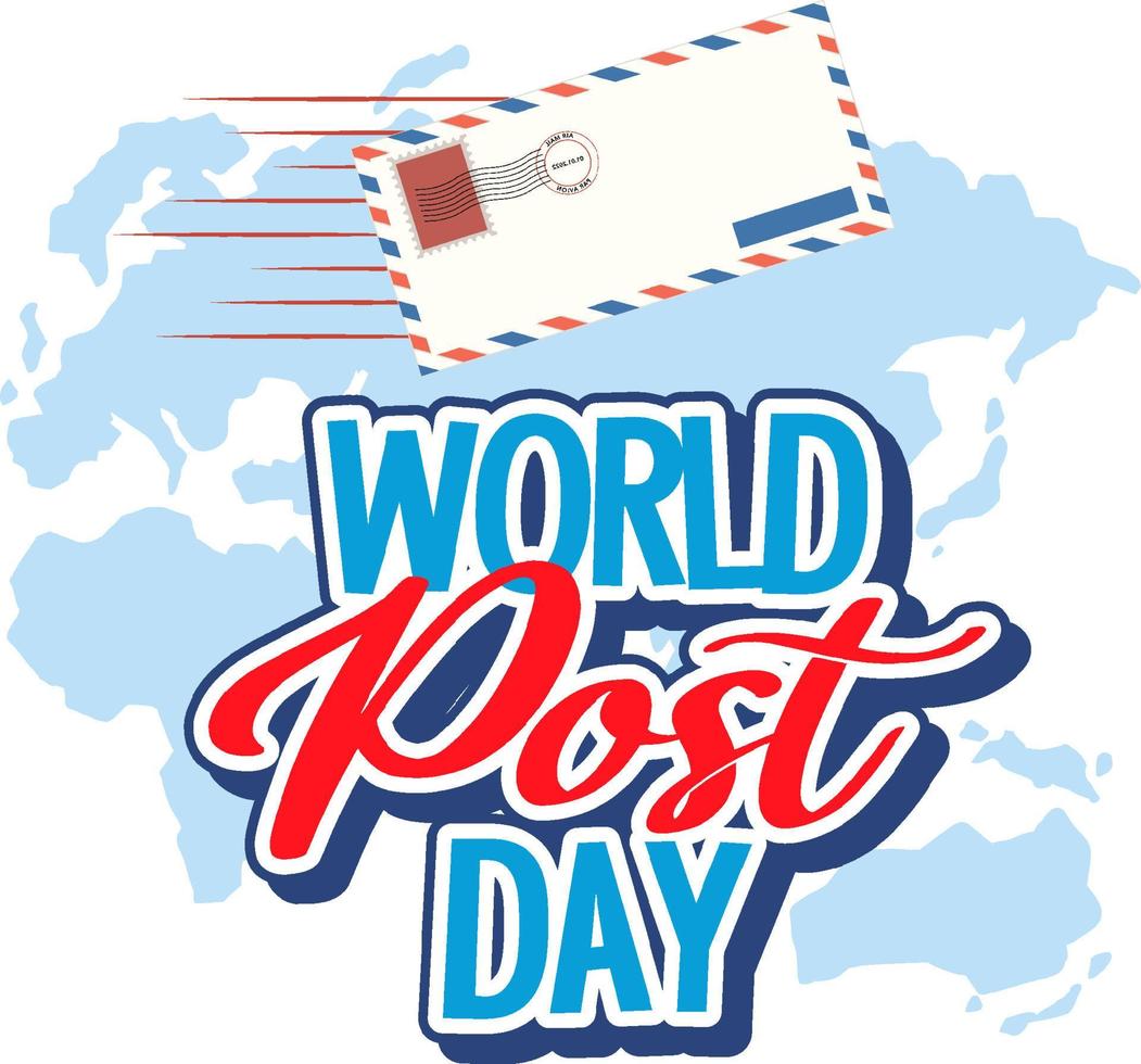 World Post Day word banner på världskartan vektor