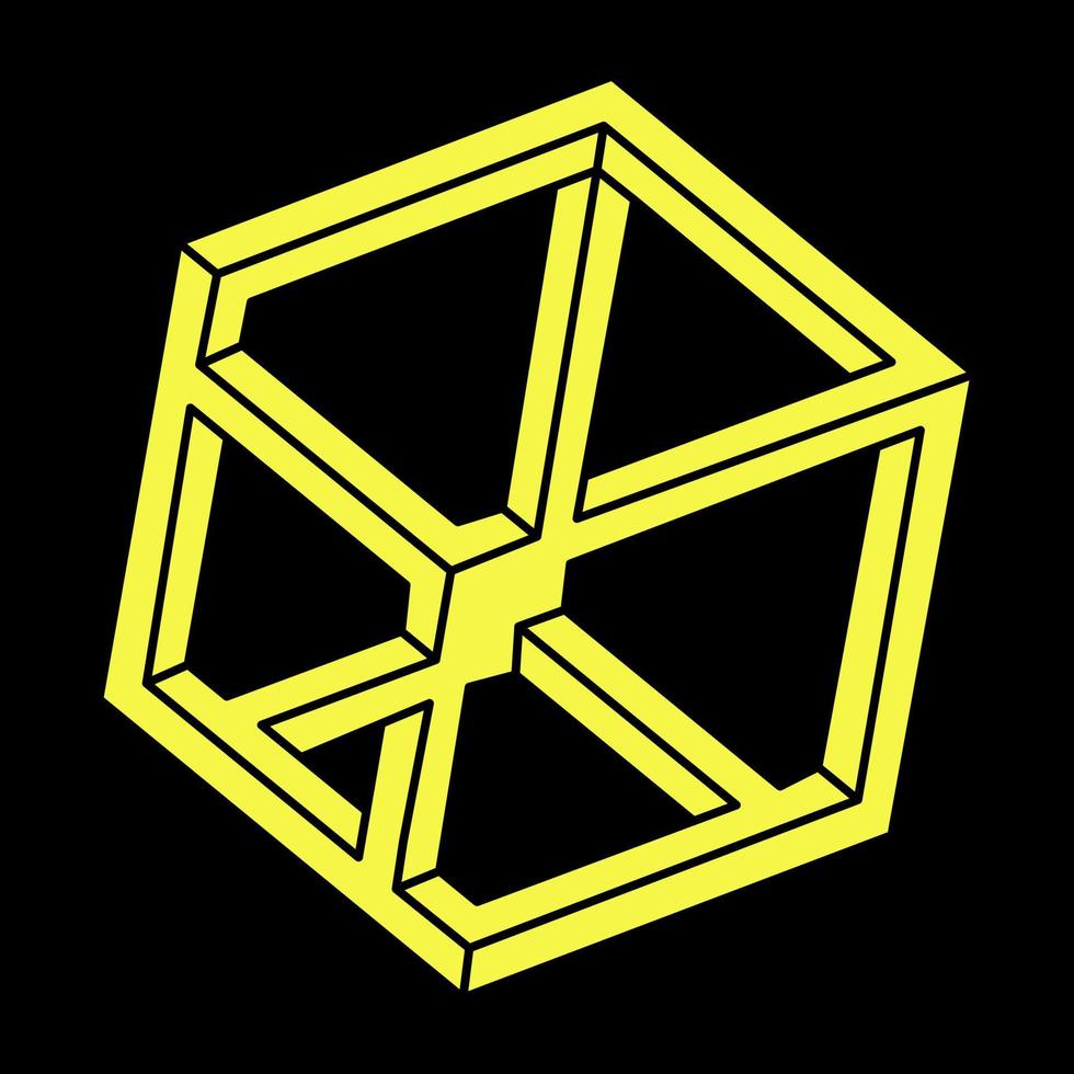 optiska illusionsobjekt. omöjlig hexagon. linjedesign. omöjliga former. optisk konst. escher paradox. geometriska figurer. vektor