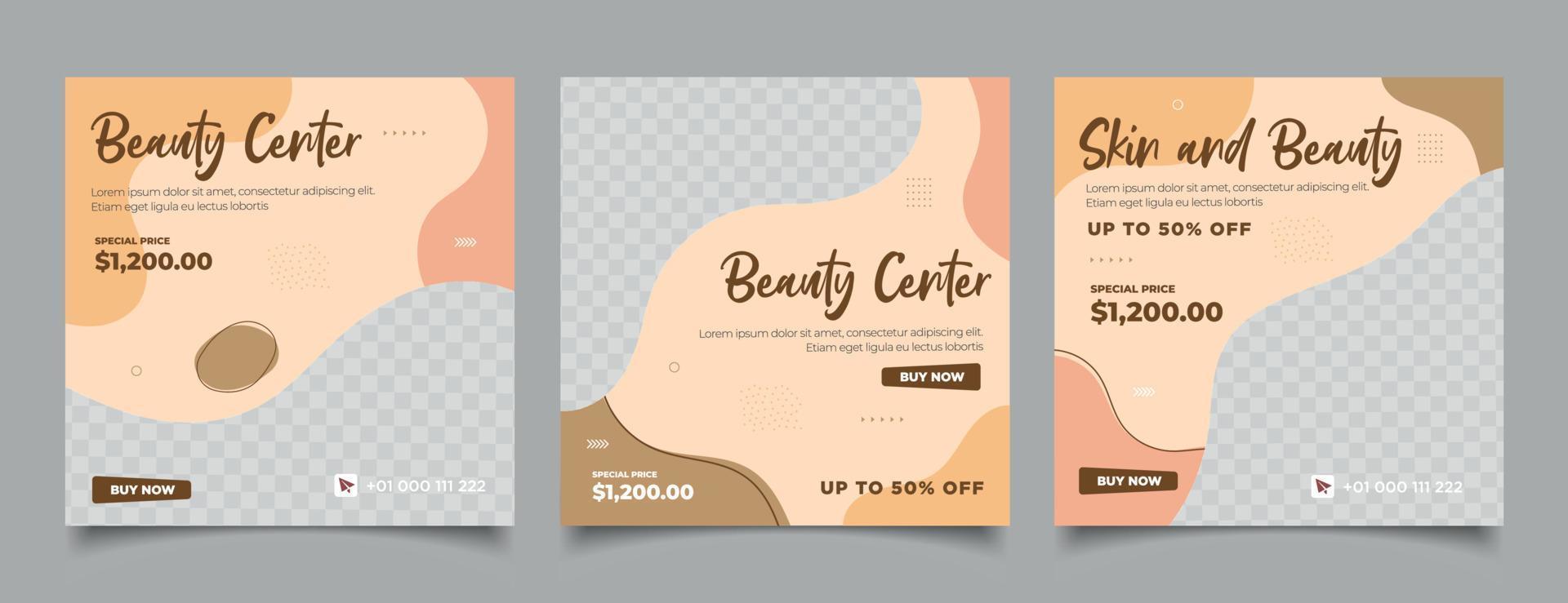 Beauty Center Make-up Social Media Post Banner Quadrat Flyer Vorlagendesign vektor