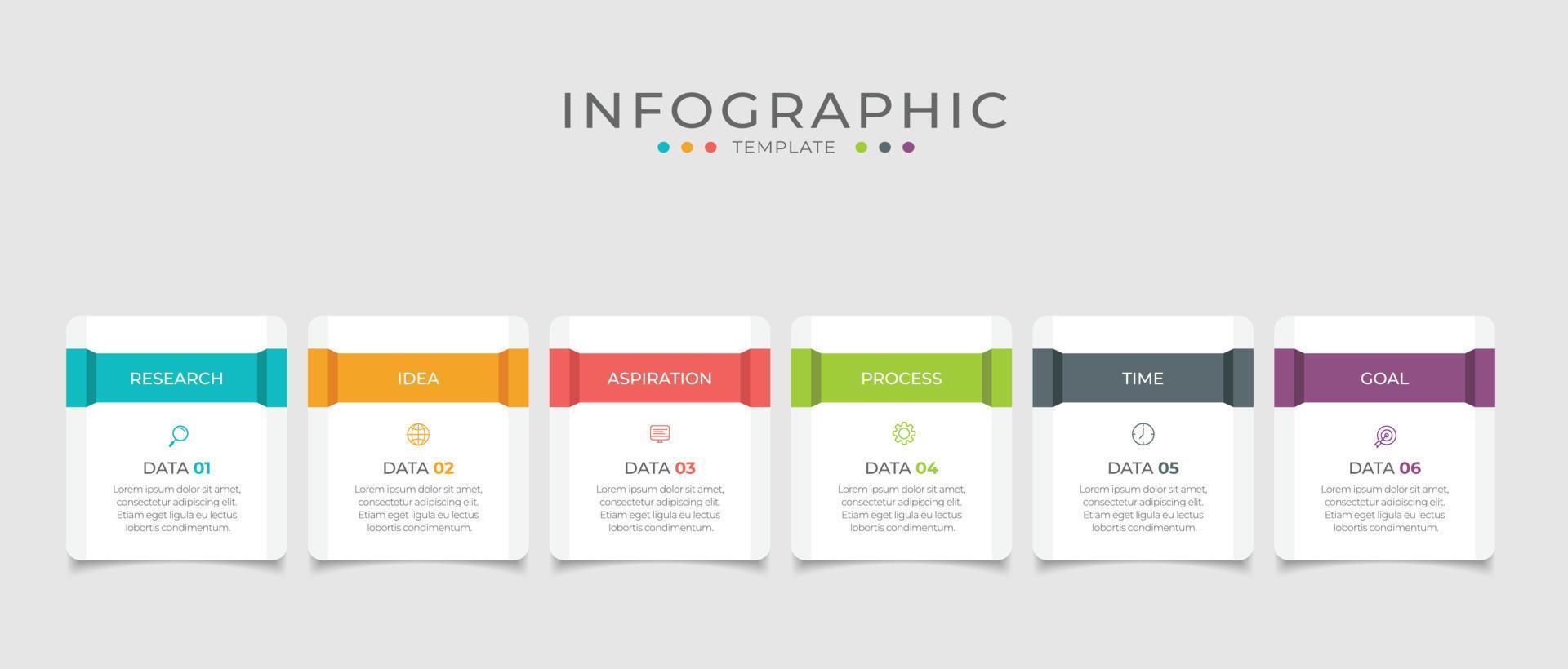 Business-Infografik-Element mit 6 Optionen, Schritten, Zahlenvektor-Vorlagendesign vektor