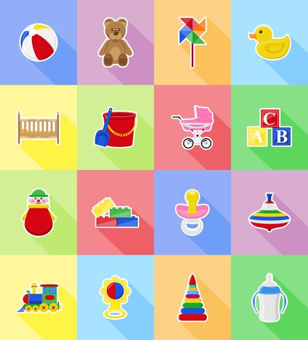baby leksaker och tillbehör platt ikoner vektor illustration