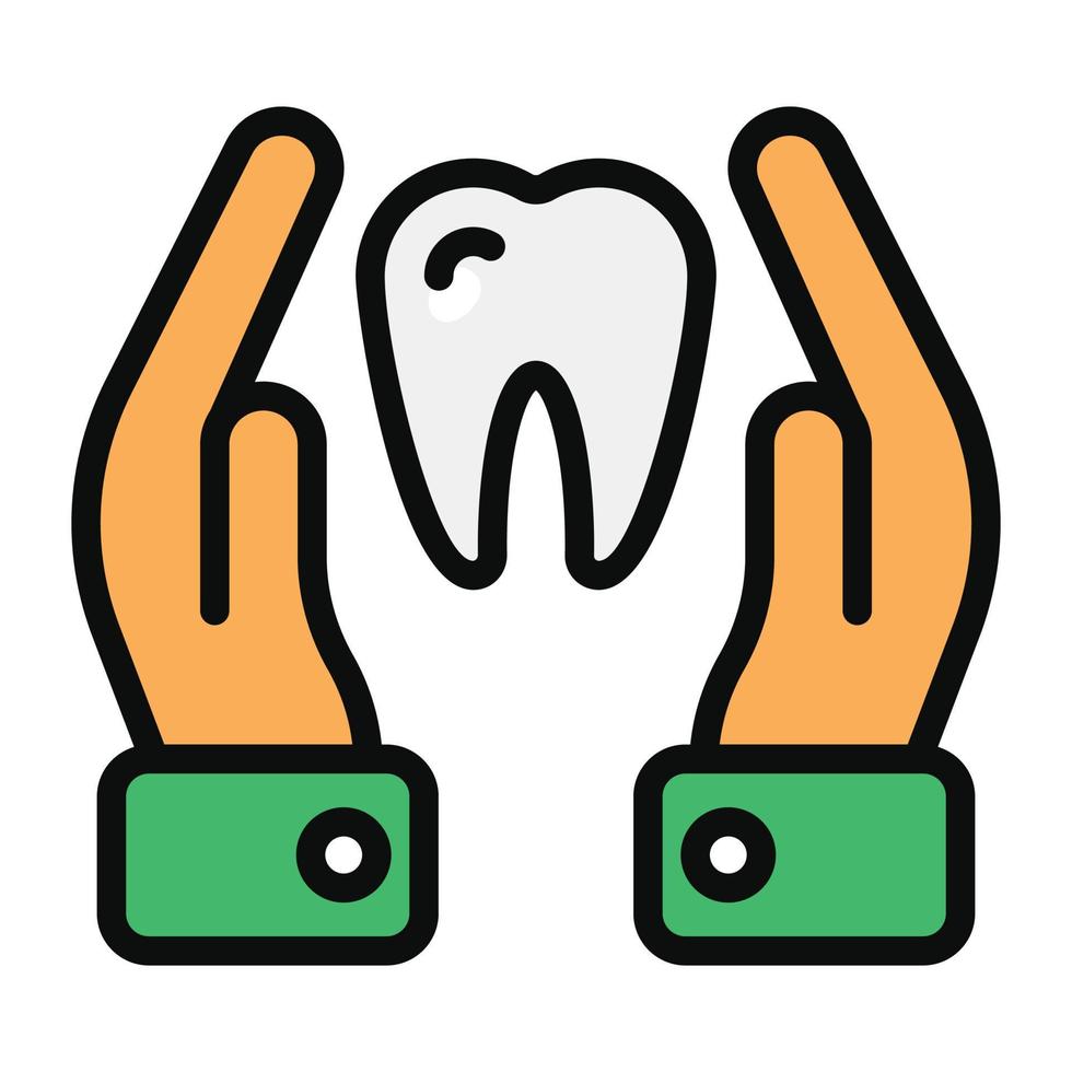 tand i händerna betecknar begreppet tandvård ikon vektor