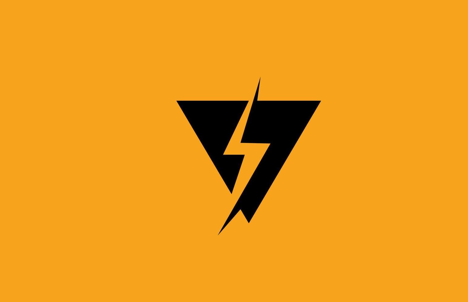 v svart gul alfabetet bokstavslogotypikon. elektrisk blixtdesign för kraft- eller energiföretag vektor