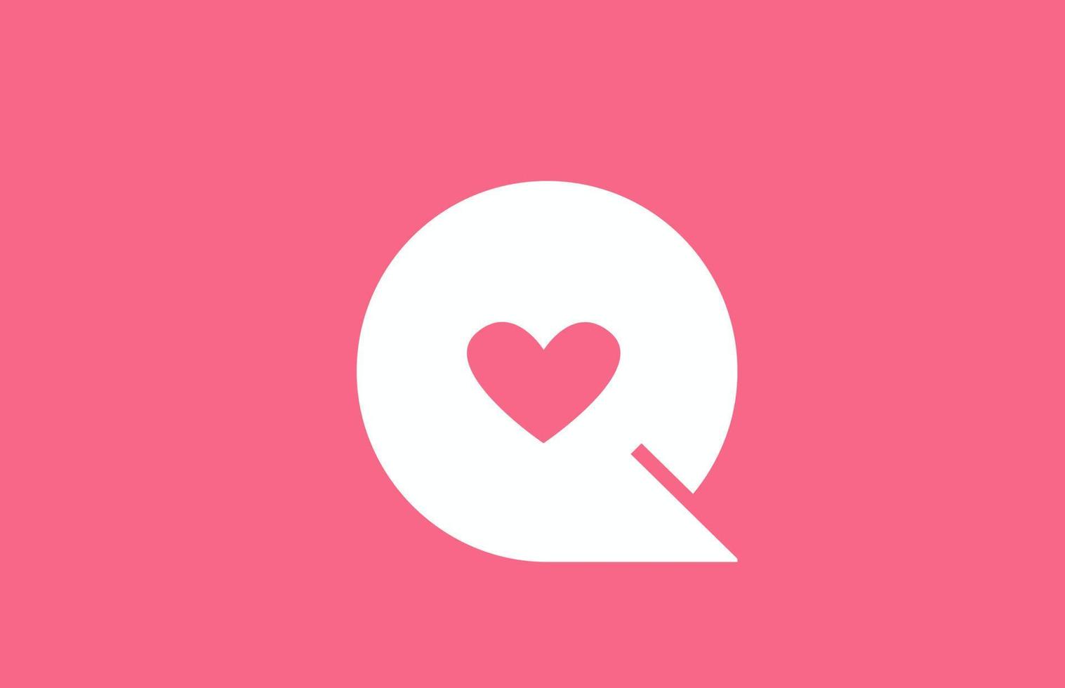 q Rosa Liebe Herz Alphabet Buchstaben Logo Symbol. kreatives Design für eine Dating-Site oder ein Unternehmen vektor