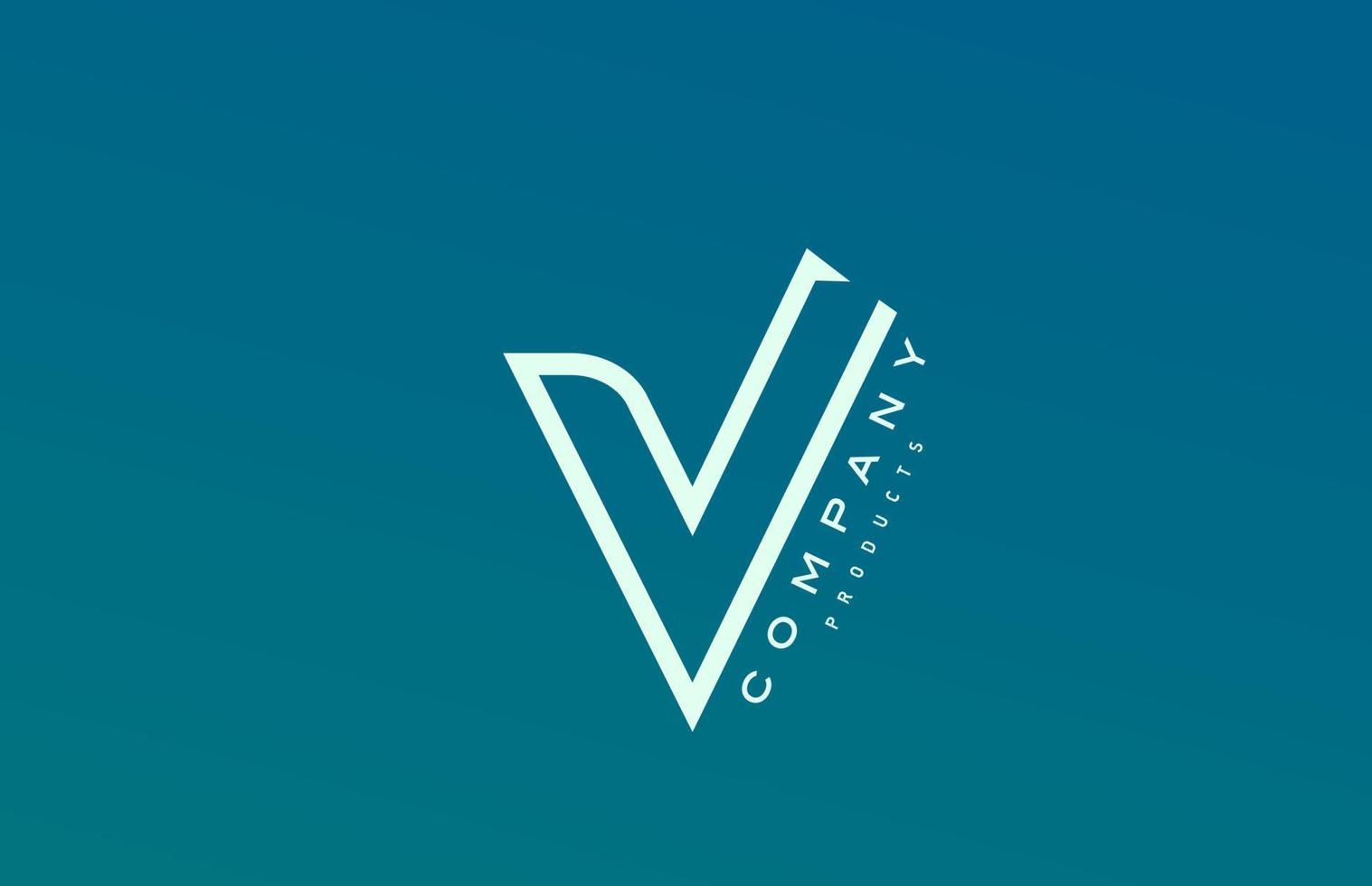 blå vit v alfabetet bokstaven logotyp ikon med linje. design för företag och företag vektor