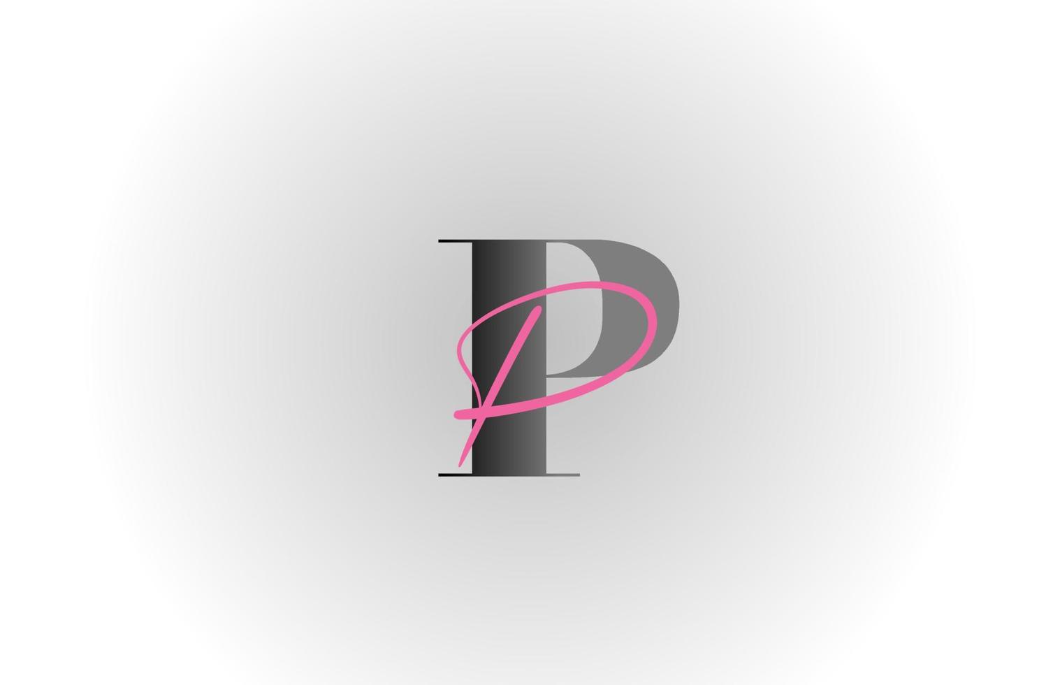 grå rosa p alfabetet bokstavslogotypikon. kreativ design för företag och företag vektor