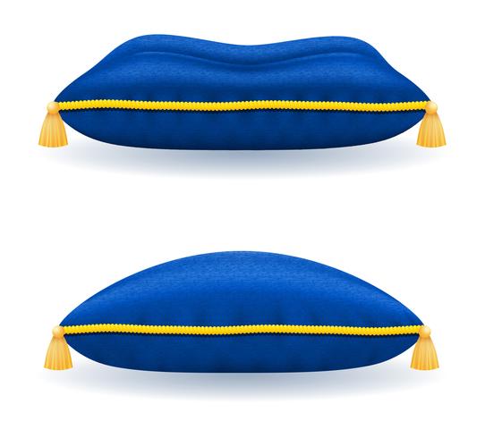 blå sammet kudde med guld rep och tofs vektor illustration