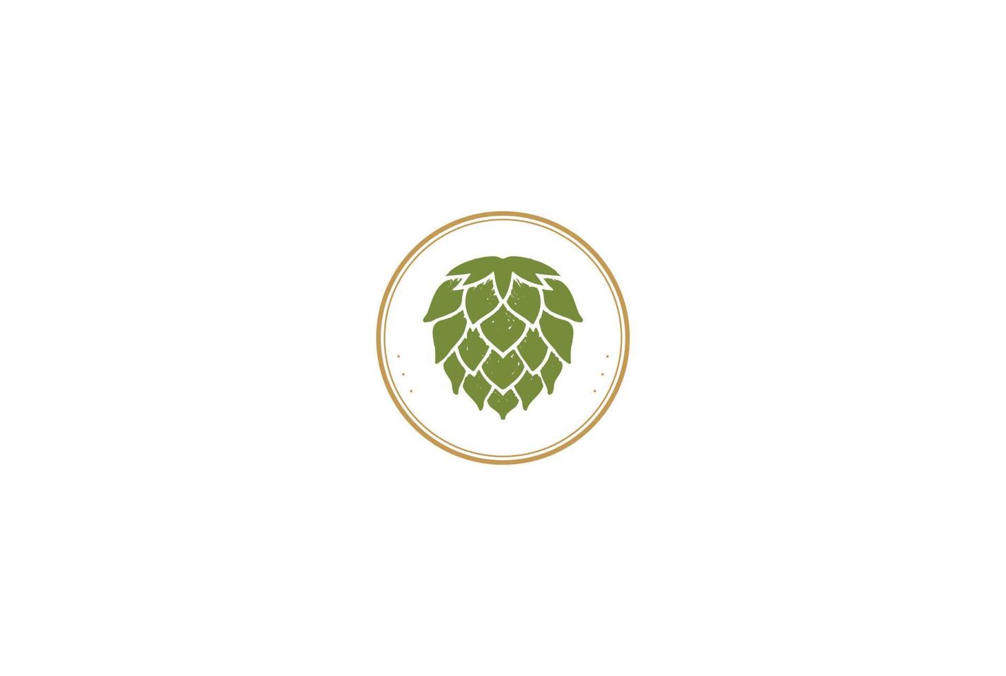 Kreis Vintage Retro Hopfen für Craft Beer Brauen Brauerei Produkt Label Logo Design Vektor