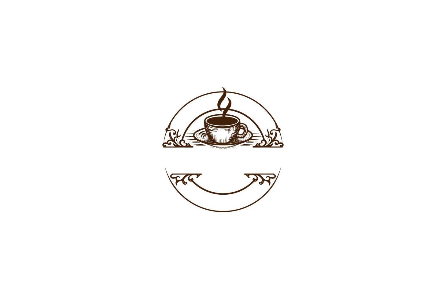 alte rustikale Kaffeetasse für Café-Restaurant-Bistro-Logo-Design-Vektor vektor
